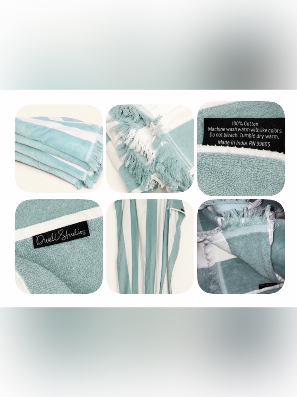 NWOT 4 Dwell Studio Cotton Cabana Striped Beach Towels Set - 100% Cotton 34x70